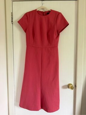 Ann Taylor Coral Short-Sleeve Midi Dress